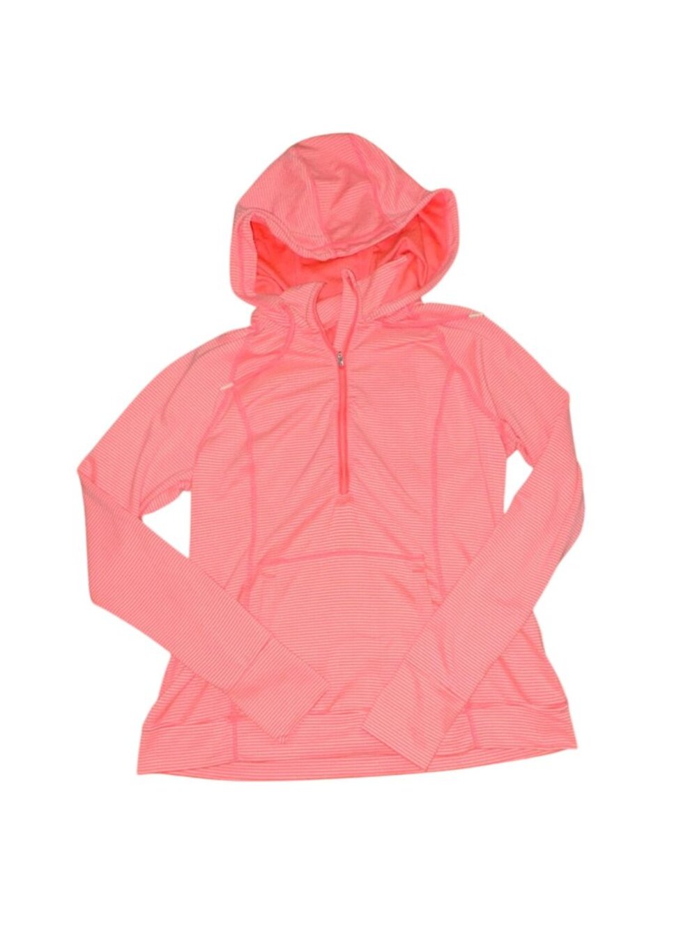 Tangerine Womens Striped Pullover Athletic Hoodie-Orange-Size L-GUC